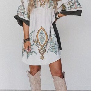 Sunday up Elegant Cream and Brown Dress like new/ great for Rodeo time Cowgirl